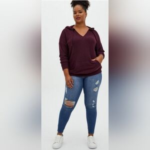 Torrid super soft plush tunic hoodie, size 3/3x, maroon